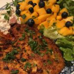 Free Range Chicken Breast with Potato Salad and Mango, Blueberry Salad